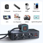 226W Car Charger Fast Charging Cigarette Lighter Split Adapter PD QC3.0 USB Voltage Display Front Rear Charge 12V 24V Truck SUV - Image 2