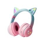 Gradient wireless Headphones RGB cute cat ear Bluetooth Earphones with microphone Stereo Music Game Earphone Girls Kids Gifts - Image 2