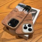 For iPhone 17 16 Pro Max 15 14 13 12 11 Case Mountain Motif Lake Scenery Cover For iPhone XS Max XR X 16 Plus Faux Leather Funda