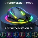 ONIKUMA Wired Gaming Mouse 6 Levels Adjustable 6400 DPI 7 Programmable Buttons 7 RGB Lighting Modes Ergonomic Mice for PC Gamer - Image 4