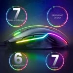 ONIKUMA Wired Gaming Mouse 6 Levels Adjustable 6400 DPI 7 Programmable Buttons 7 RGB Lighting Modes Ergonomic Mice for PC Gamer - Image 5