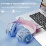 Gradient wireless Headphones RGB cute cat ear Bluetooth Earphones with microphone Stereo Music Game Earphone Girls Kids Gifts - Image 6