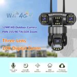 Wifi 3 Lens IP PTZ Network CCTV Camera 4G Sim Card Wireless 360 Monitor Outdoor Waterproof Security Cameras - Image 6