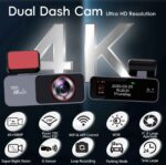 Aprilboy 4K WiFi Dash Cam for Cars Front and Rear Dual Lens Auto Dashcam Time-lapse Video Support 24H Parking Monitor Black Box - Image 5