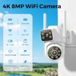 BESDER 8MP WiFi Camera PTZ Dual Screens Auto Tracking Night Vision CCTV Surveillance Camera Outdoor 4MP Security IP Camera icsee