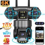 Wifi 3 Lens IP PTZ Network CCTV Camera 4G Sim Card Wireless 360 Monitor Outdoor Waterproof Security Cameras