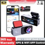 Aprilboy 4K WiFi Dash Cam for Cars Front and Rear Dual Lens Auto Dashcam Time-lapse Video Support 24H Parking Monitor Black Box