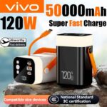 VIVO 50000mAh Power Bank Large Capacity Portable Outdoor Emergency Power Supply Built-in Cable Camping Power For iPhone Samsung