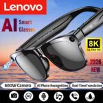 Lenovo 8K AI Smart Sunglasses with 800W Camera Color-Changing Smart Translation Photo/Video Recording Waterproof Call Features